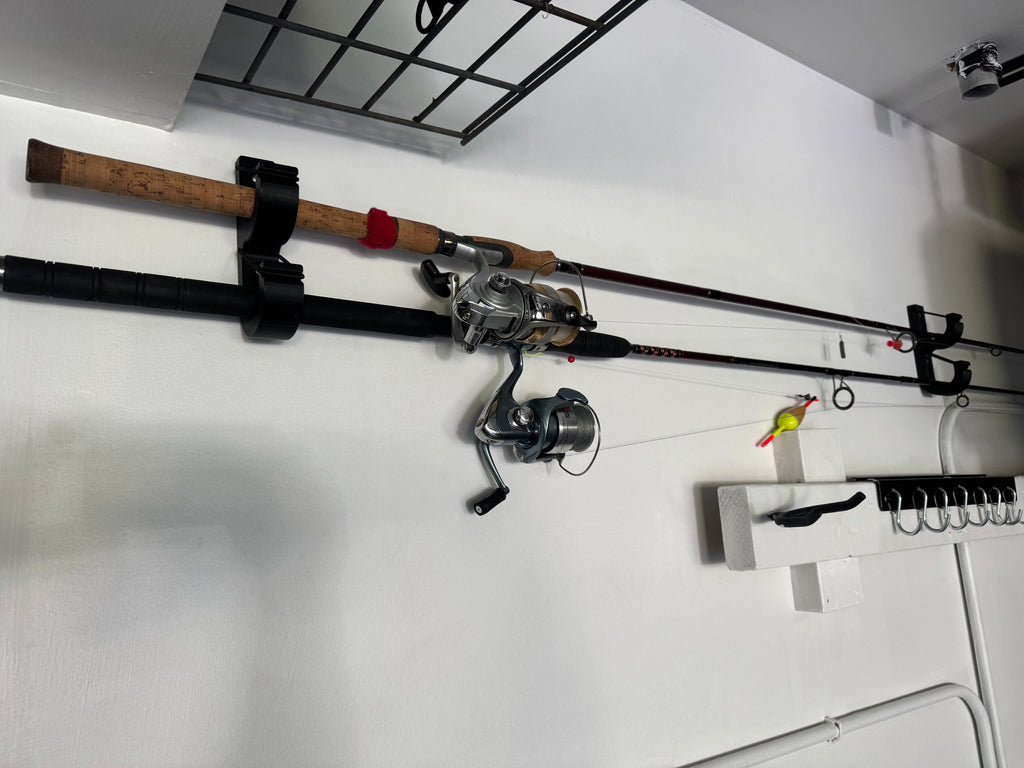 Wall Mount Fishing Rod Holders – 3-Rod Rack for Garage & Indoor Storage Organizer