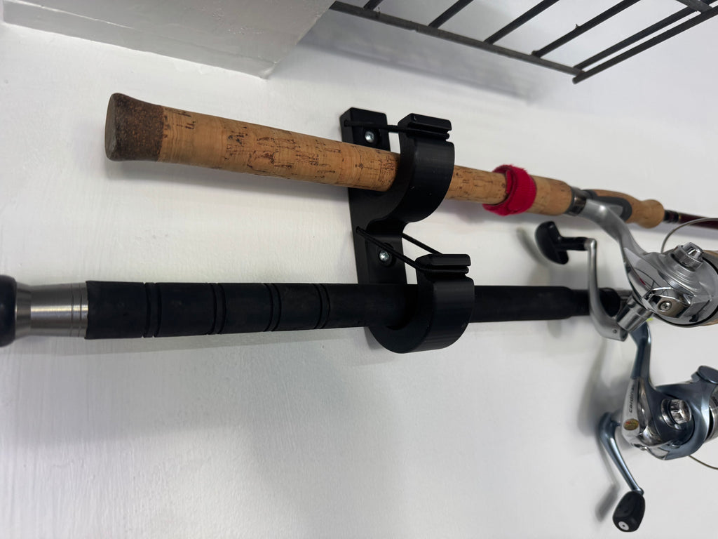 Wall Mount Fishing Rod Holders – 2-Rod Rack for Garage & Indoor Storage Organizer