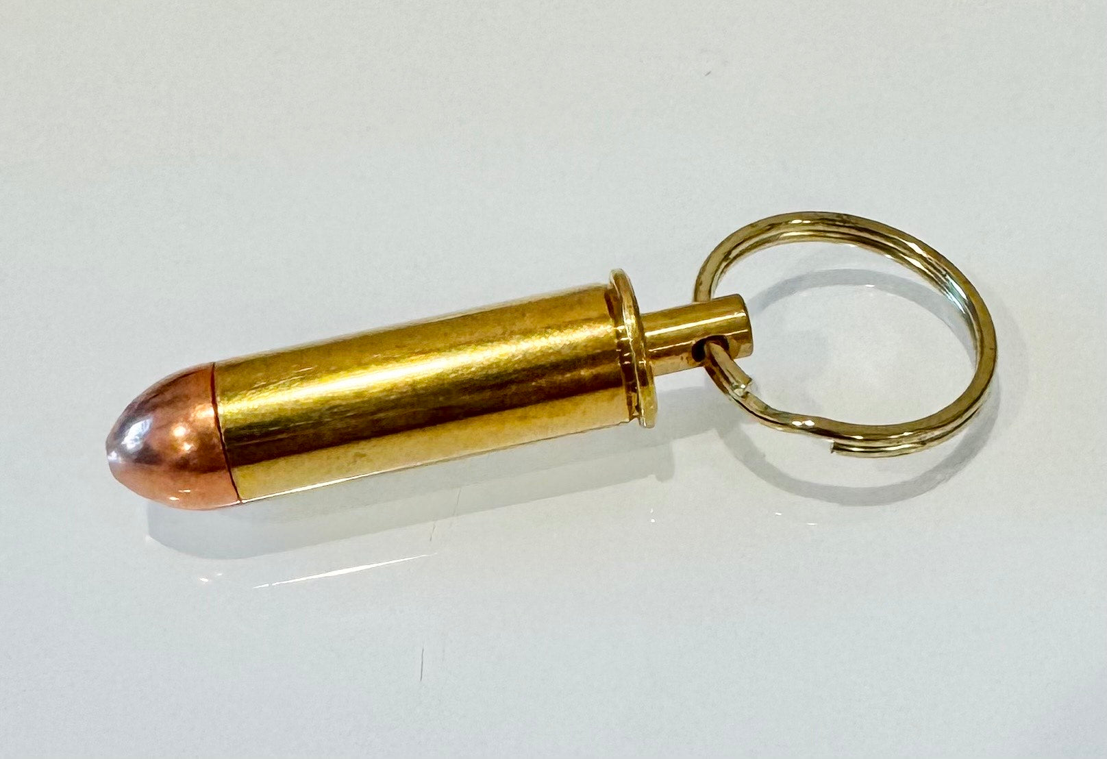 Handmade Keychain – 44 Magnum Bullet Casing – Rustic Brass Ammo Gift