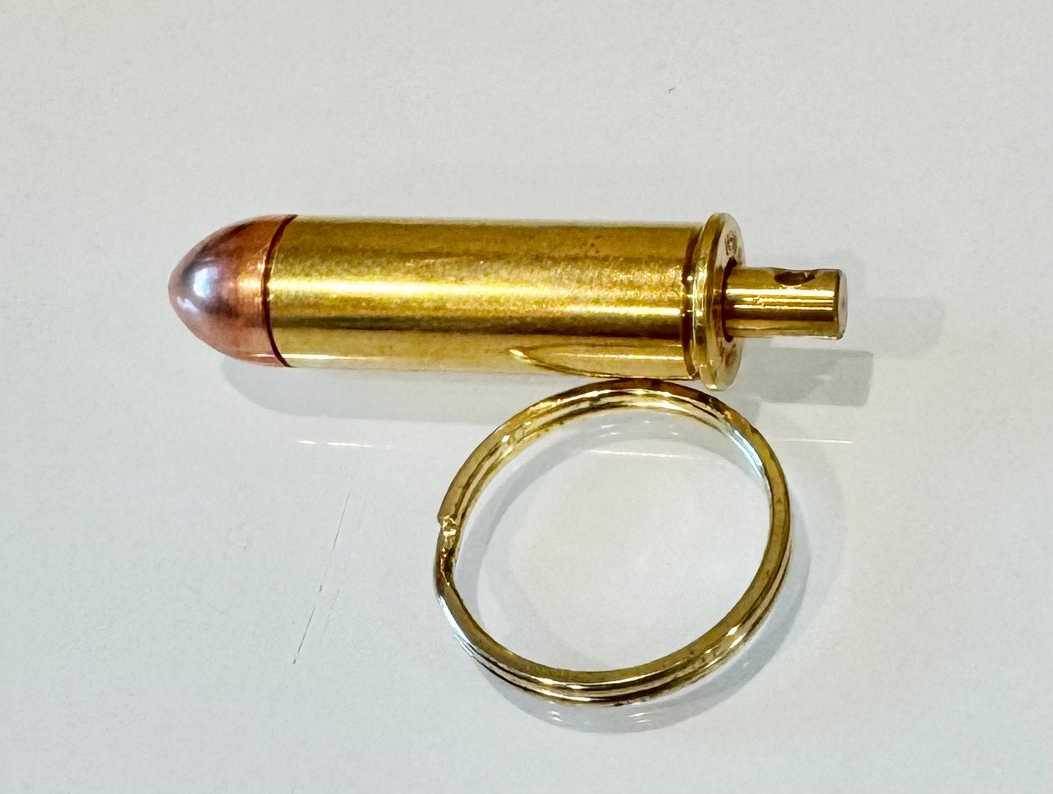 Handmade Keychain – 44 Magnum Bullet Casing – Rustic Brass Ammo Gift