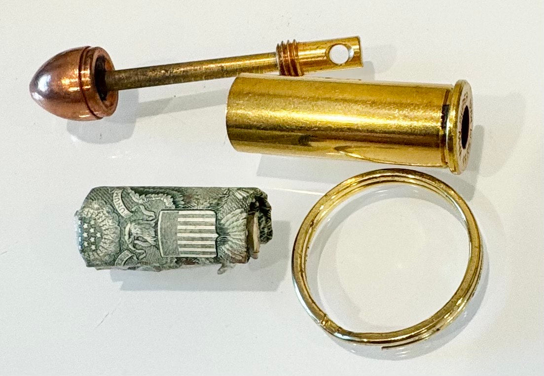 Handmade Keychain – 44 Magnum Bullet Casing – Rustic Brass Ammo Gift