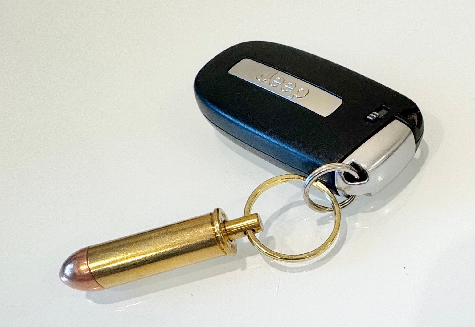 Handmade Keychain – 44 Magnum Bullet Casing – Rustic Brass Ammo Gift